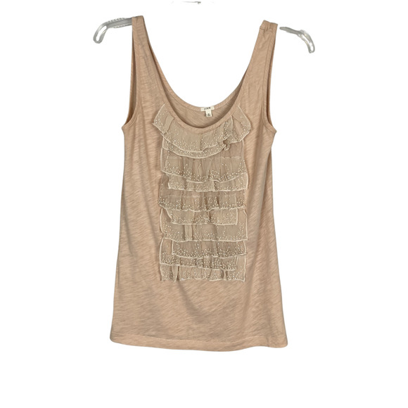 J.CREW Tops - J.Crew blush/peach lace  front t-shirt Sz. S